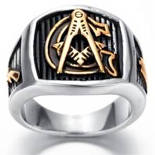 Personality fashion Masonic Ring tide restoring ancient ways male titanium steel ring 2024 - buy cheap