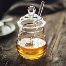 Pote de mel com escorredor e tampa, utensílio de vidro resistente ao calor, colmeia, pote de mel para armazenar mel e xarope 2024 - compre barato