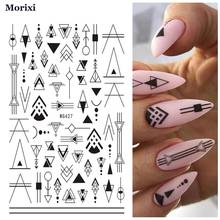 Morixi nail art sticker back glue type white black gold Geometric butterfly flower printing DIY manicure nail decals WG042 2024 - buy cheap