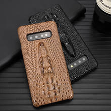 Capa traseira de couro bovino genuíno com cabeça de dragão 3d para samsung galaxy s10 capa de pele de vaca natural para samsung galaxy s10 + plus 2024 - compre barato