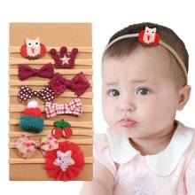 10Pcs/Set Soft Nylon Elastic Newborn Baby Hair Accessories Cute Bows Crown Lace Flower Star Animals Christmas Baby Headband 2024 - buy cheap