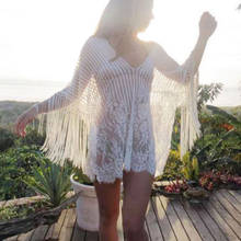 2021 Summer Sexy Women Lace Crochet Bikini Swimwear Cover Up Beach Dress Kaftan Clothing 2024 - buy cheap