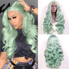 Synthetic Lace Front Wig Wavy Mint Green Wig  Heat Resistant Hair Gray Glueless Purple Pink Cosplay Wigs For Black Women 2024 - buy cheap