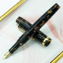 Jinhao-pluma estilográfica marrón de resina acrílica, hermoso bolígrafo de tinta con convertidor EF/F/punta doblada, bolígrafo de regalo para escritura escolar y oficina de negocios 2024 - compra barato