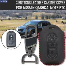 Leather 3 Buttons Car Key Cover Case For Nissan X-Trail Rogue Qashqai Tiida Pulsar Note Micra Pathfinder Navara NV200 Keyholder 2024 - buy cheap
