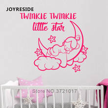 Joyreside bebê menina lua dormir adesivo de parede crianças quarto adorável decoração da parede doce sonho decalques twinkle little star wm313 2024 - compre barato