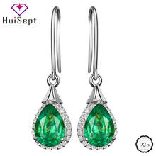 HuiSept Retro Emerald Earrings for Women 925 Silver Jewelry Accessories Drop Earring Wedding Engagement Party Gift Wholesale 2024 - buy cheap