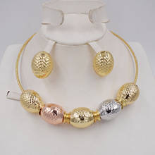 Conjunto de joyas de color dorado para mujer, joyería de alta calidad de Dubái, cuentas africanas, conjunto de collar de moda, pendientes, joyería 2024 - compra barato