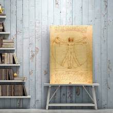 Pintura famosa del hombre de Vitruvio, estudio de proporciones por Leonardo Da Vinci, lienzo, póster, impresiones, arte de pared, decoración del hogar 2024 - compra barato