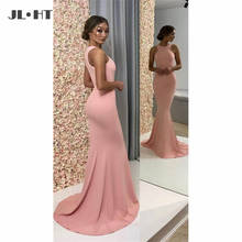 Blush Pink Burgundy Mermaid Evening Dresses Long Prom Gown Sleeveless O-Neck Elastic Satin Prom Dress Evening Gowns 2024 - buy cheap