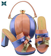 2019 комплект из туфель и сумочки персикового цвета; комплект из туфель и сумочки в итальянском стиле; комплект из туфель и сумочки в нигерийском стиле; женская обувь 2024 - купить недорого
