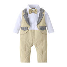 Formal Boys Clothes for Baby Rompers for Newborn Patchwork Jumpsuit Fake Vest Climbing Infant Outfit Long Sleeves 2024 - buy cheap
