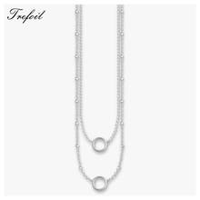 Collar de cadena de eslabones para mujer, portador de doble círculo, joyería de plata de ley 2020 a la moda, regalo para mujer 925 2024 - compra barato