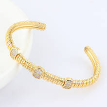 Simple Fashion Gold Plated Opening Metal Copper Bracelets Bangles for Women Party Wedding Jewelry 2024 - buy cheap