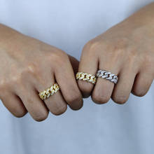 Alta qualidade mulheres hip hop noivado banda na moda anéis de dedo com cz pavimentado cubana chain band anel para festa de casamento jóias 2024 - compre barato