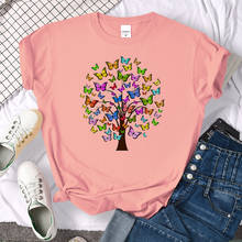 Camiseta con estampado de mariposa-árbol para mujer, ropa holgada con cuello redondo de marca, ropa de dibujos animados, camisetas para mujer 2024 - compra barato
