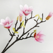 Декоративный искусственный цветок магнолии из силикона, высокое качество, на ощупь, 3D 2024 - купить недорого