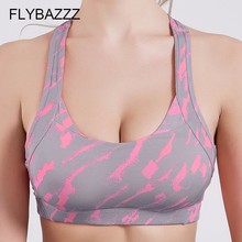 Sujetador deportivo con estampado cruzado para mujer, Top con realce a prueba de golpes con relleno para correr, gimnasio, Fitness, trotar, Yoga, nuevo 2024 - compra barato