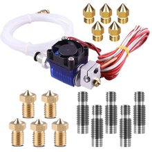 Kit completo de extrusor com cabeça de impressão v6 j-head hotend, 10 peças, 5 peças de aço inoxidável, 1.75mm, bico de garganta para e3d v6, makerbot repra 2024 - compre barato