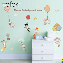 Tofok-pegatina de fondo con globos de dibujos animados para dormitorio de niños, calcomanías de vinilo para manualidades, decoración creativa de dormitorio 2024 - compra barato