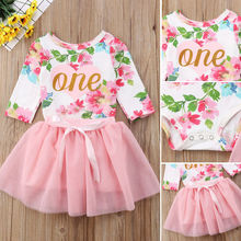 Pudcoco Girl Clothes Hot Newborn Kids Baby Girls Floral Tops Romper Tulle Tutu Dress 2Pcs Outfits Set 2024 - buy cheap