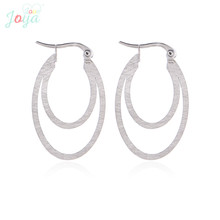 Badu Oval Hoop Earring Stainless Steel Double Layered Geometric Earrings Fashion Jewelry Gift for Girls Wholesale 2024 - buy cheap