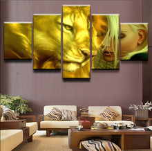 Modular Lions and Girls Pictures HD Print Canvas 5 Pieces Painting On Oil Game Posters Wall For Living Room Framework Picture 2024 - buy cheap