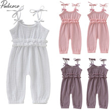 2019 Children Summer Clothing Baby Girl Cotton Jumpsuit Romper Strap Solid Playsuit Long Pants Trousers Ruffle Outfits Set 0-24M 2024 - buy cheap