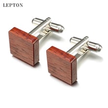 Luxury Wood Cufflinks High Quality Lepton Brand Jewelry Square Rosewood Cuff links For Mens Business wedding cufflink Best Gift 2024 - buy cheap