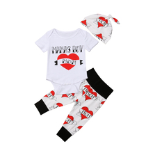 Kawgeett macacão manga curta menino, de manga curta, com coração, calças compridas roupas 2024 - compre barato