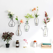 Скандинавский Железный настенный стеллаж, подвесная ваза для цветов, современный сад, креативная настенная ваза для цветов и подарков 2024 - купить недорого