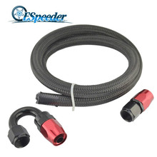 ESPEEDER AN4 AN6 AN8 AN10 Swivel Hose End 0+180Degree Fuel Fittings With Braided Oil Fuel Hose Line Oil Fuel Oil Cooler Kits 1M 2024 - buy cheap