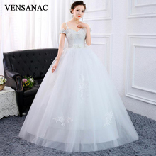 VENSANAC 2019 Sequined Sweetheart Bow Sash Ball Gown Wedding Dresses Lace Appliques Spaghetti Straps Backless Bridal Gowns 2024 - buy cheap