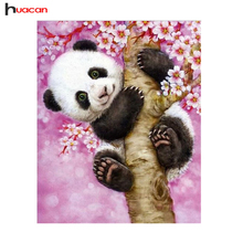 HUACAN Алмазная картина с изображением панды, круглые стразы, вышивка крестиком 5D, сделай сам, алмазная вышивка, Настенная Наклейка MH012 2024 - купить недорого