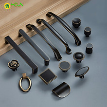 1 pc American Style Brass Handles and Knobs Wardrobe Drawer Pulls Kitchen Cabinet Knobs Black Furniture Handles Hardware 2024 - buy cheap