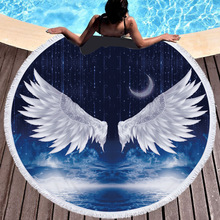 Круглое пляжное полотенце из микрофибры с 3d-изображением крыльев Ангела, банное полотенце для взрослых, детский коврик для йоги, кисточки, ж... 2024 - купить недорого