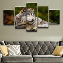 Arte moderno pared imágenes artísticas 5 piezas Animal Wolf Poster pintura decorativa en lienzo de alta calidad decoración del hogar para la sala de estar 2024 - compra barato