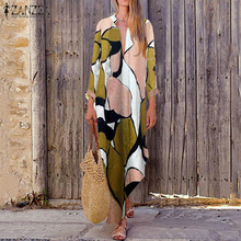 2020 Plus Size ZANZEA Summer Women Casual V Neck Long Sleeve  Floral Beach Party Maxi Long Dress Vestido Robe Sundress Femme 2024 - buy cheap
