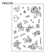 Flowers Leaves Butterfly Scrapbook DIY photo cards rubber stamp clear stamp transparent stamp 10x15cm KW8011229 2024 - buy cheap