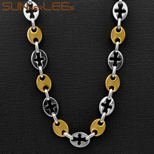 Sunnerlees jóias de aço inoxidável colar 11mm geométrico link corrente cor prata banhado a ouro masculino feminino presente sc107 n 2024 - compre barato