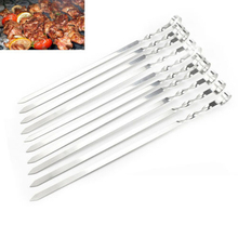 10PCS/set New BBQ Barbecue Stainless Steel Grilling Kabob Kebab Flat Skewers Needle Useful 2024 - buy cheap
