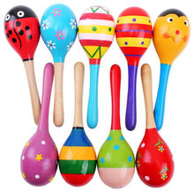 Maracas de madeira coloridas, instrumento musical para bebê e criança, chocalho, brinquedos de festa para bebê, imperdível 2024 - compre barato