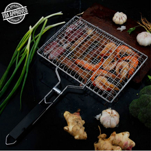 Barbecue Grilling Basket,Outdoor 430 Stainless Steel BBQ Pan for Fish,Vegetable,Beef Steaks, with Removable Wooden Handle 2024 - buy cheap