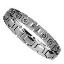 Free Shipping Hot Selling Mens Silver Tone Tungsten Carbide Bracelets Fashion Tungsten Bracelet Inlay Magnetic Stone for Health 2024 - buy cheap