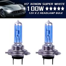 2x белый 12V H7 100W 8500K галогенная лампа супер яркие галогенные Автомобильные фары 2024 - купить недорого