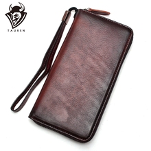 TAUREN Genuine Leather Wristband Women Wallet Female Long Zipper Purse Large Capacity Coin Retro Phone Clutch 2024 - buy cheap