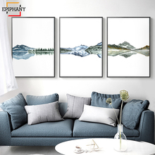 Nordic Watercolor Poster and Prints Mountain Lake Landscape Abstract Wall Art Canvas Painting Decorative Picture Home Decor 2024 - buy cheap