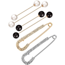 Conjunto de 6 piezas de pinzas para chal, incluye doble broche de imitación de perlas, alfileres y pinzas para chal de cristal para mujeres y niñas 2024 - compra barato