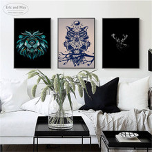Owl Lion Deer Geometric Animals Vintage Poster Prints Oil Painting On Canvas Wall Art Murals Pictures For Living Room Decoration 2024 - buy cheap