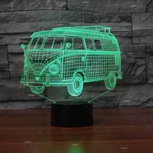 Lámpara 3d creativa de autobús, iluminación táctil colorida para dormitorio, mesa, toque remoto, USB, fuente de alimentación de batería, escritorio, regalo 2024 - compra barato